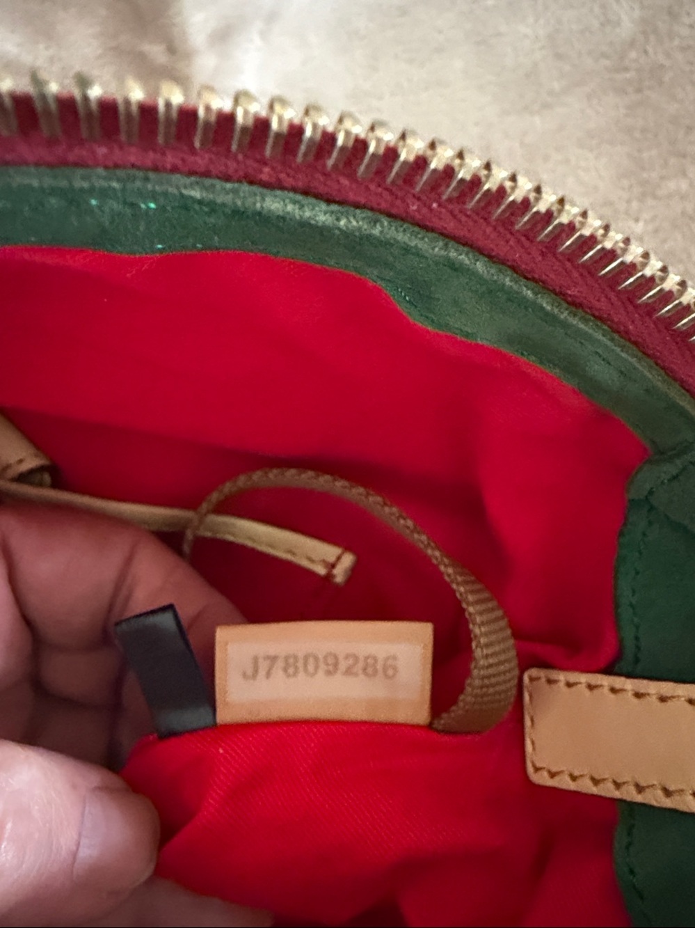 Dooney & Bourke Cream Leather Satchel with Burgundy Trim - Picture 5 of 5